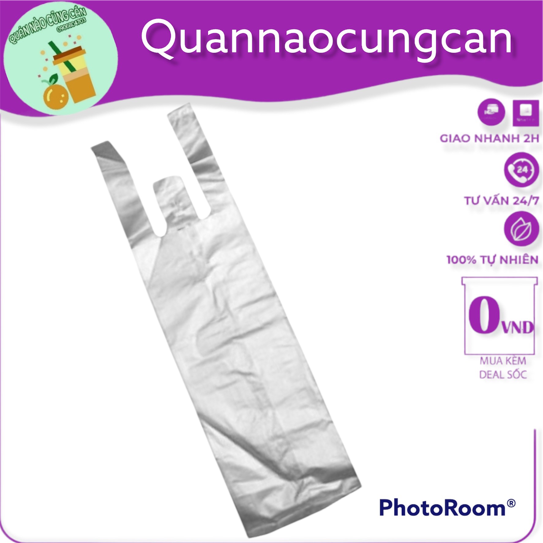 500g túi nylon hai quai trong suốt, túi xốp đựng trà tắc, cà phê, nước mía tiện lợi - Quán nào cũng cần