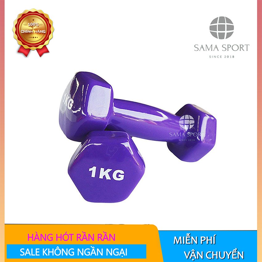 Combo tạ đôi 2 tạ tay cao cấp thép đặc bọc cao su cho bài tập thon gọn vai giảm mỡ bắp tay - sama sport