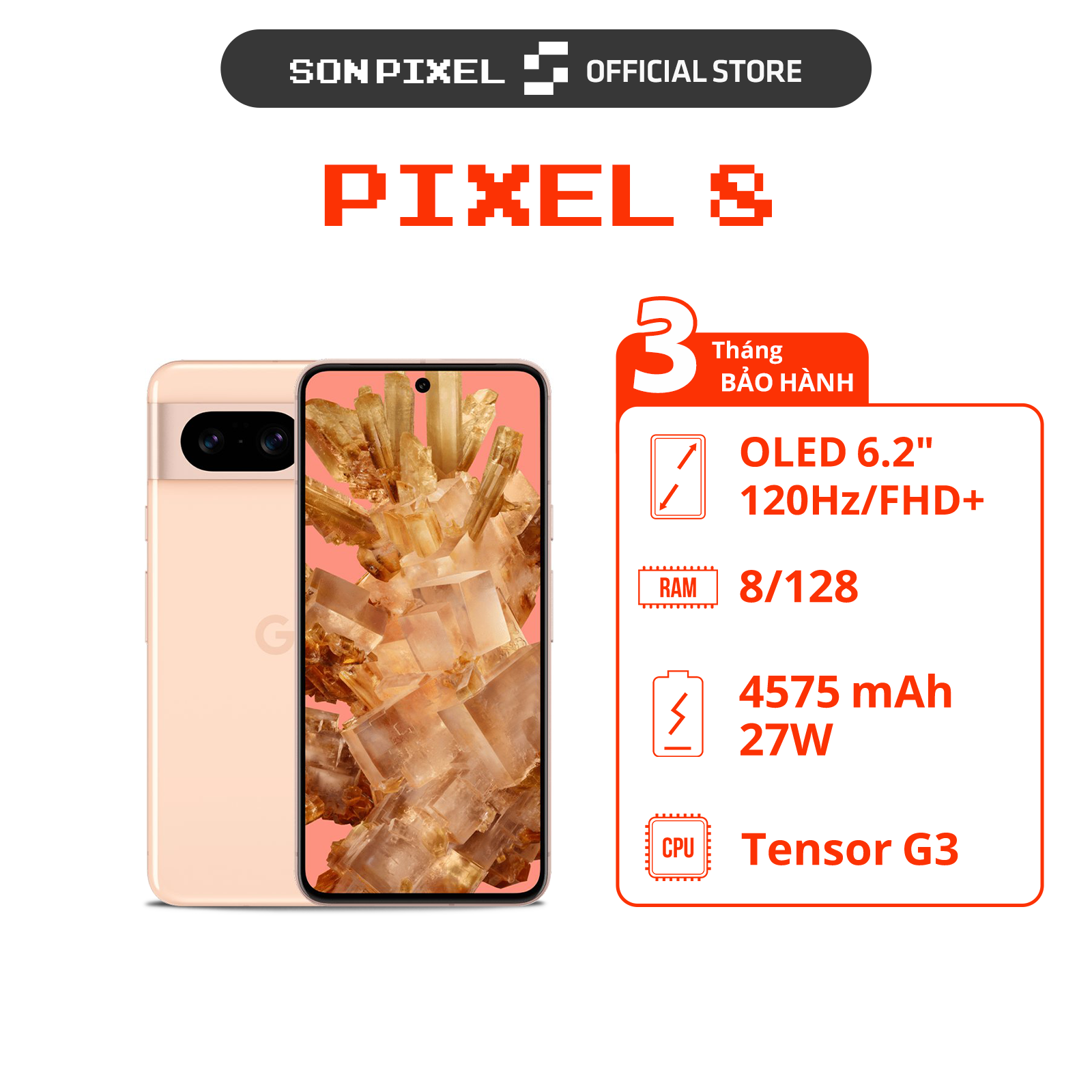 Google Pixel 8, RAM 8/128/256GB, tensor G3 chip with super AI camera, sonpixel.