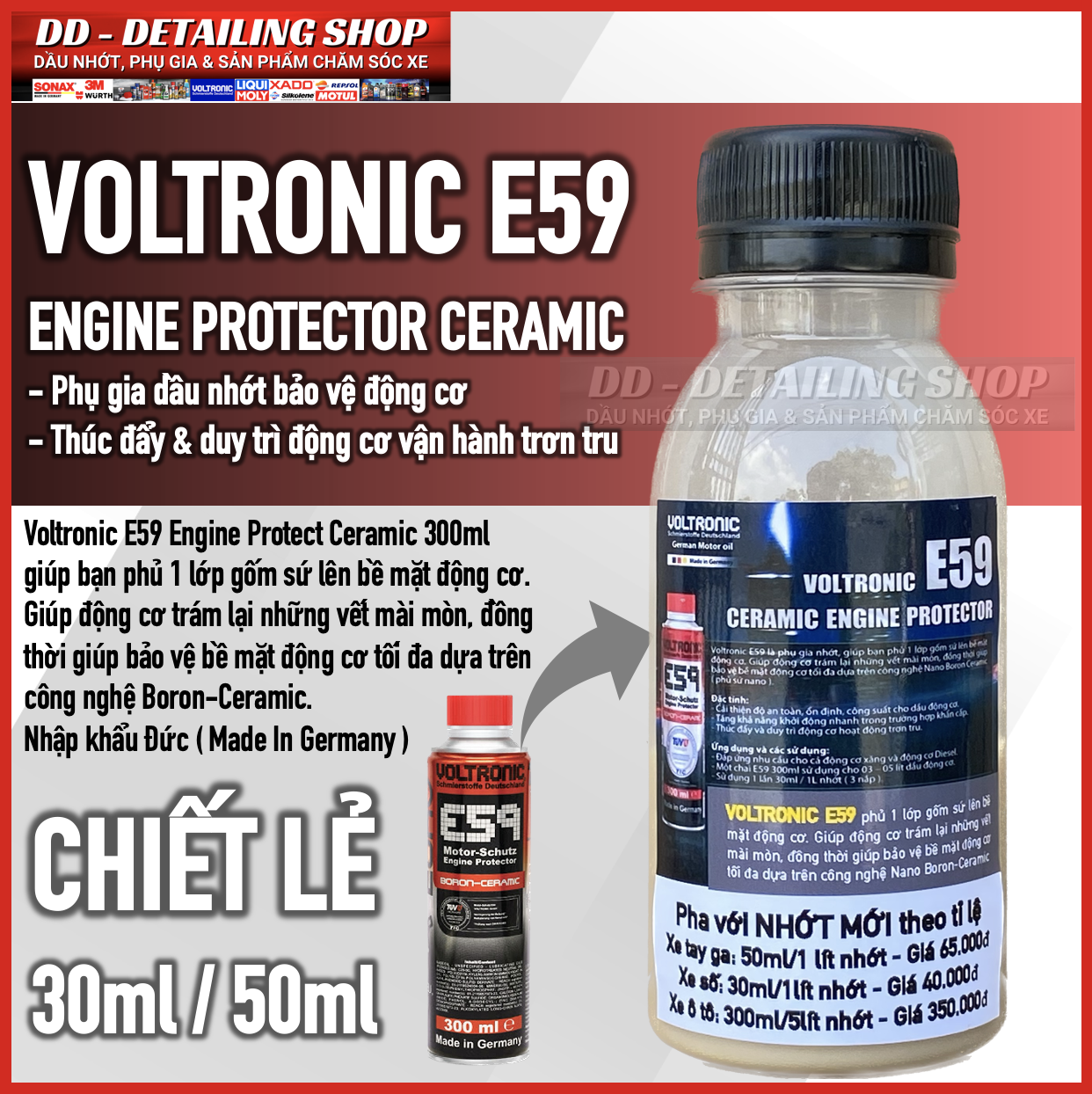 Phụ gia nhớt, phủ ceramic động cơ voltronic e59 engine protector ceramic - nhập khẩu đức