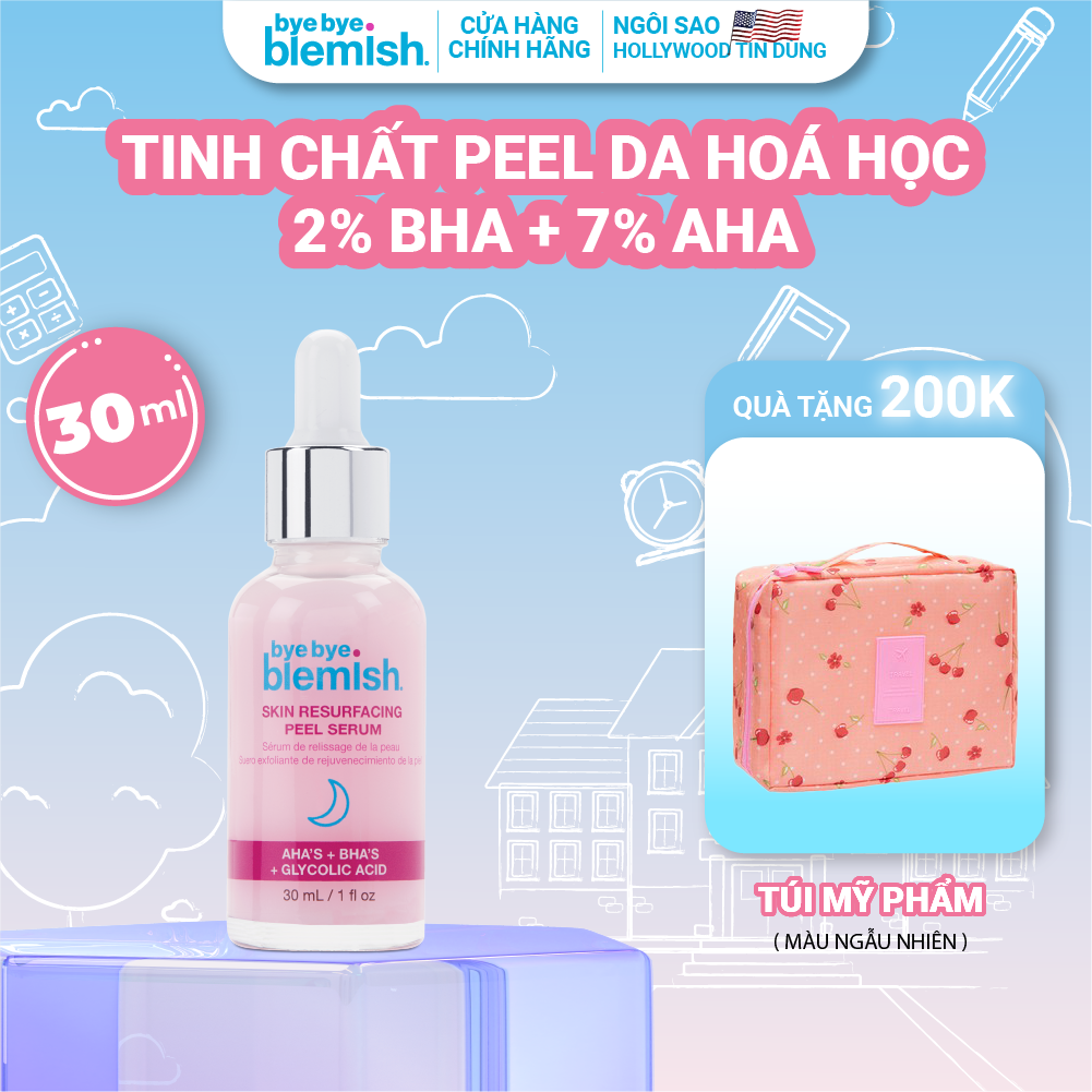 Tinh chất Peel da AHA + BHA tái tạo mờ thâm làm mịn da Bye Bye Blemish Skin Resurfacing Peel Serum 30ml