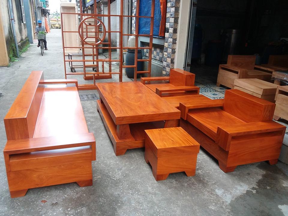 Bàn ghế Phòng Khách bằng gỗ gõ bộ đối hàng đẹp mẫu 116