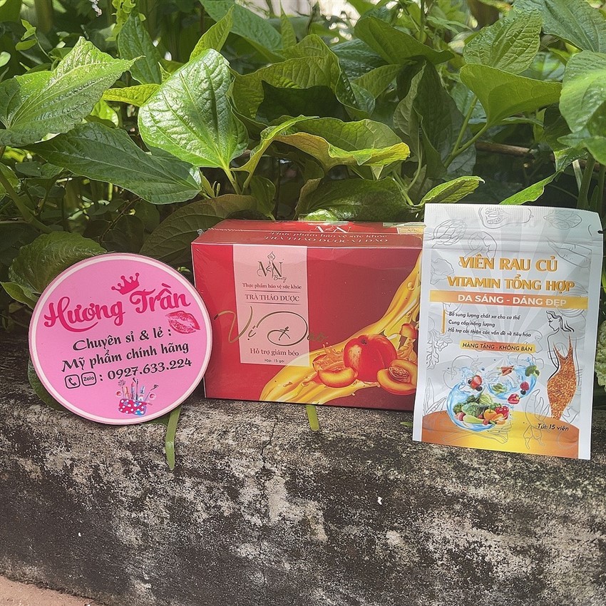 [ Trà Đào Giảm Cân Đông Anh Tặng Viên Rau Củ Vitamin ] Trà giảm cân vị ĐÀO X3 - hộp 15 gói TDGCDA01