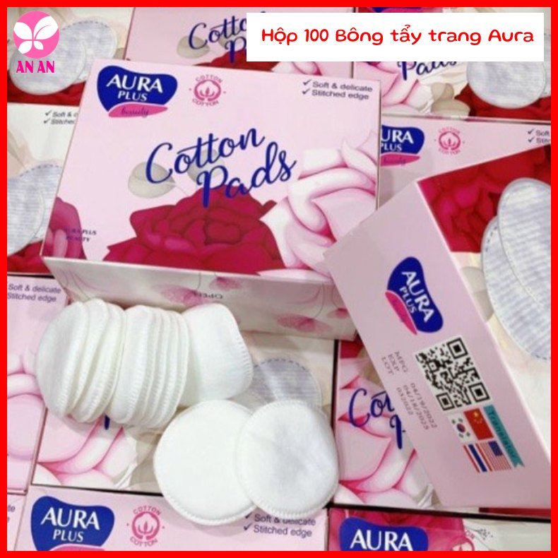 Bông tẩy trang aura - hộp 100 miếng - tẩy trang aura dạng hộp