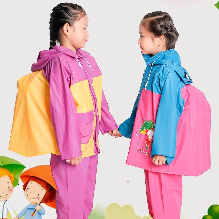 (HÀNG TỐT) ÁO BỘ CHO BÉ SIÊU RẺ - ÁO MƯA CHO BÉ, ÁO MƯA BỘ, BỘ ÁO MƯA TRẺ EM (6 -10 TUỔI) - ĐƯỢC SẢN SẢN XUẤT TỪ NHỰA PVC CỰC KÌ DẺO DAI, BỀN ĐẸP