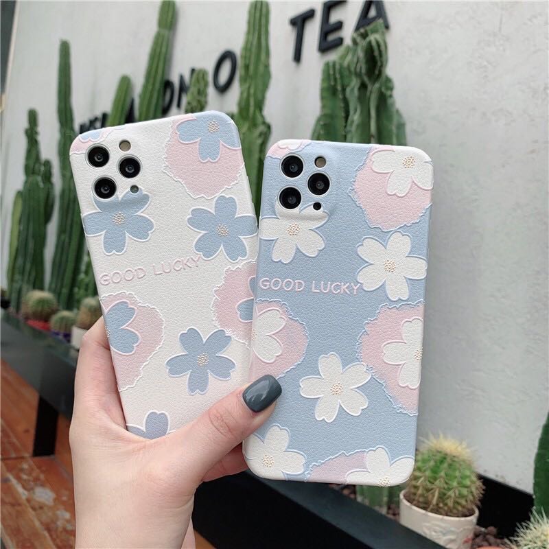 Ốp lưng iPhone Ốp Da Nhựa Dẻo Hình Bông Hoa Nhí Xinh Màu Hồng  Xanh iPhone 7plus/8plus/x/xs/xs max/11/11pro/11 pro max/12/12pro/12promax