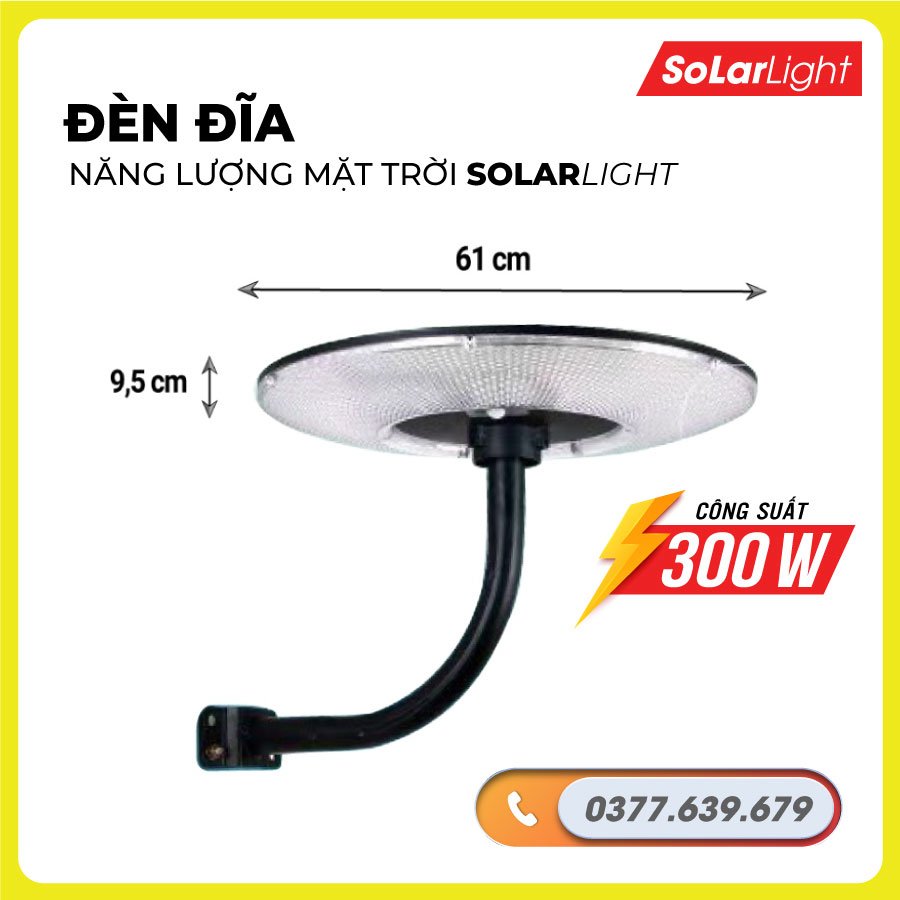 Đèn năng lượng mặt trời đĩa bay UFO công suất 300W, Den nang luong mat troi 300W, Đèn năng lượng mặt trời trang trí sân vườn