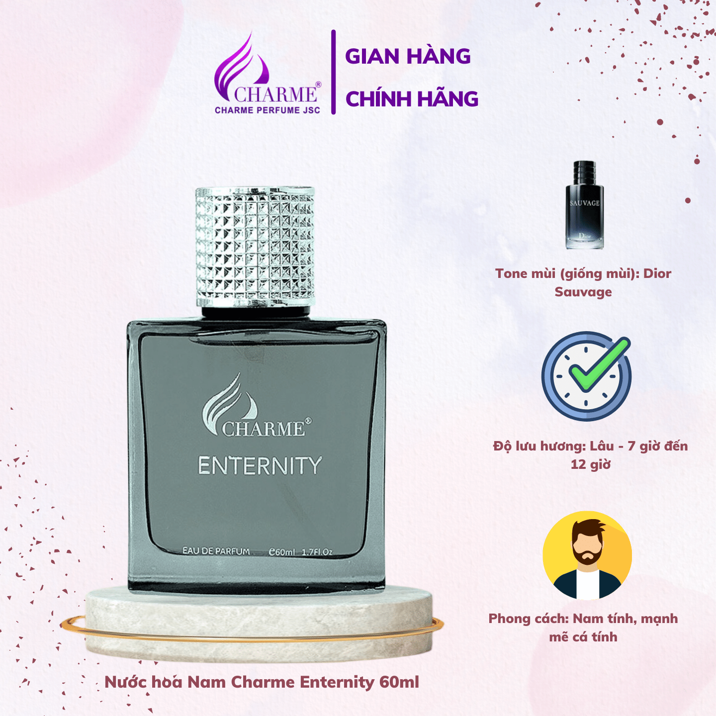 Nước hoa nam chính hãng Charme Enternity 60ml lưu hương lâu hương thơm nam tính mạnh mẽ phù hợp cho phái mạnh