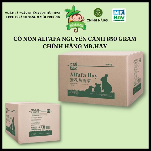 Thức ăn thỏ bọ - Thùng cỏ non alfafa cao cấp nguyên cành Mr.Hay 850gram dành cho thỏ, bọ, chinchilla,...