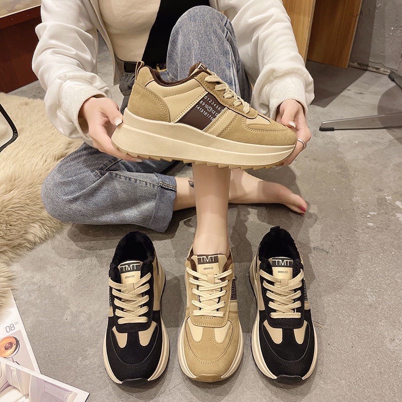 Giày sneaker độn đế 5 phân phối màu chất loại đẹp độn đế tăng chiều cao mang gọn chân tôn dáng