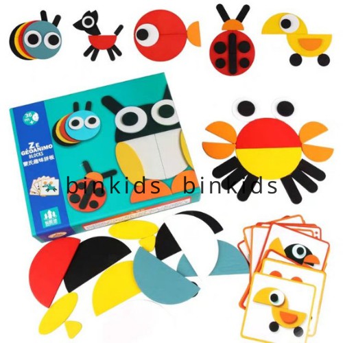 Bộ Tranh Ghép Hình Montessori Fun Board - Đồ Chơi Ghép Hình Montessori Fun Board Bằng Gỗ Theo Thẻ Cho Bé
