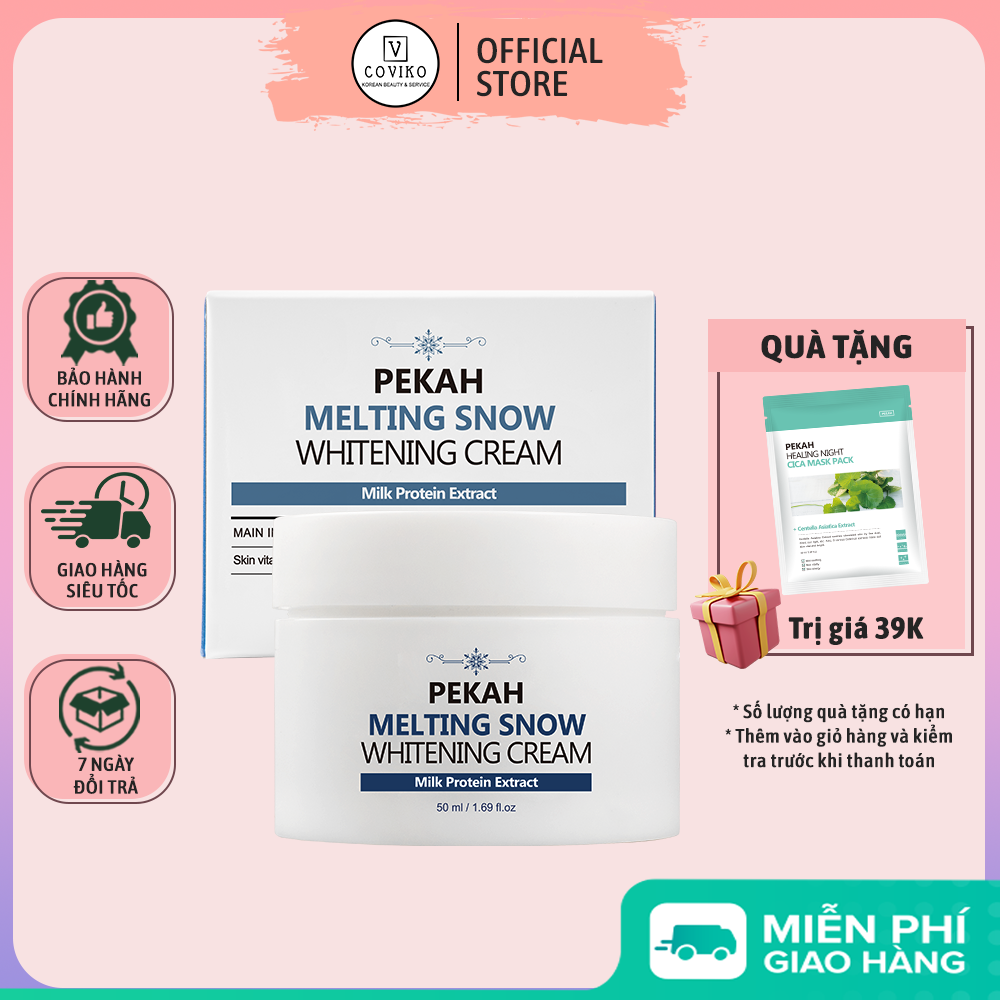 Kem dưỡng trắng nâng tone da PEKAH Melting Snow Whitening Cream 50ml