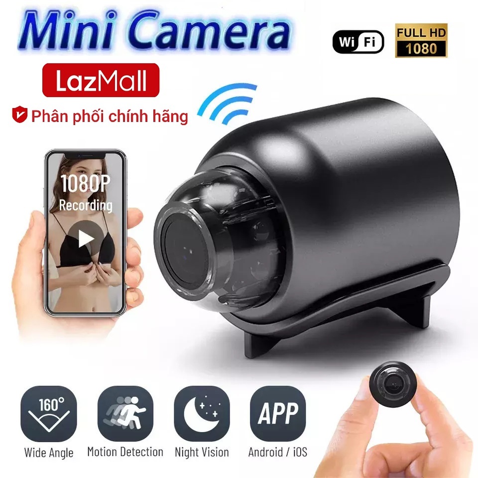 New LazMall Camera Mini Siêu Nhỏ Smart Life Made X5 Giám Sát Từ Xa Qua WiFi Full HD Kích Thước Nhỏ Mini Siêu Nhỏ Góc Rộng 160 Độ, Ghi Âm Báo Động, Camera Không Dây, An Ninh, Kết Nối Wifi Qua Điện Thoại.