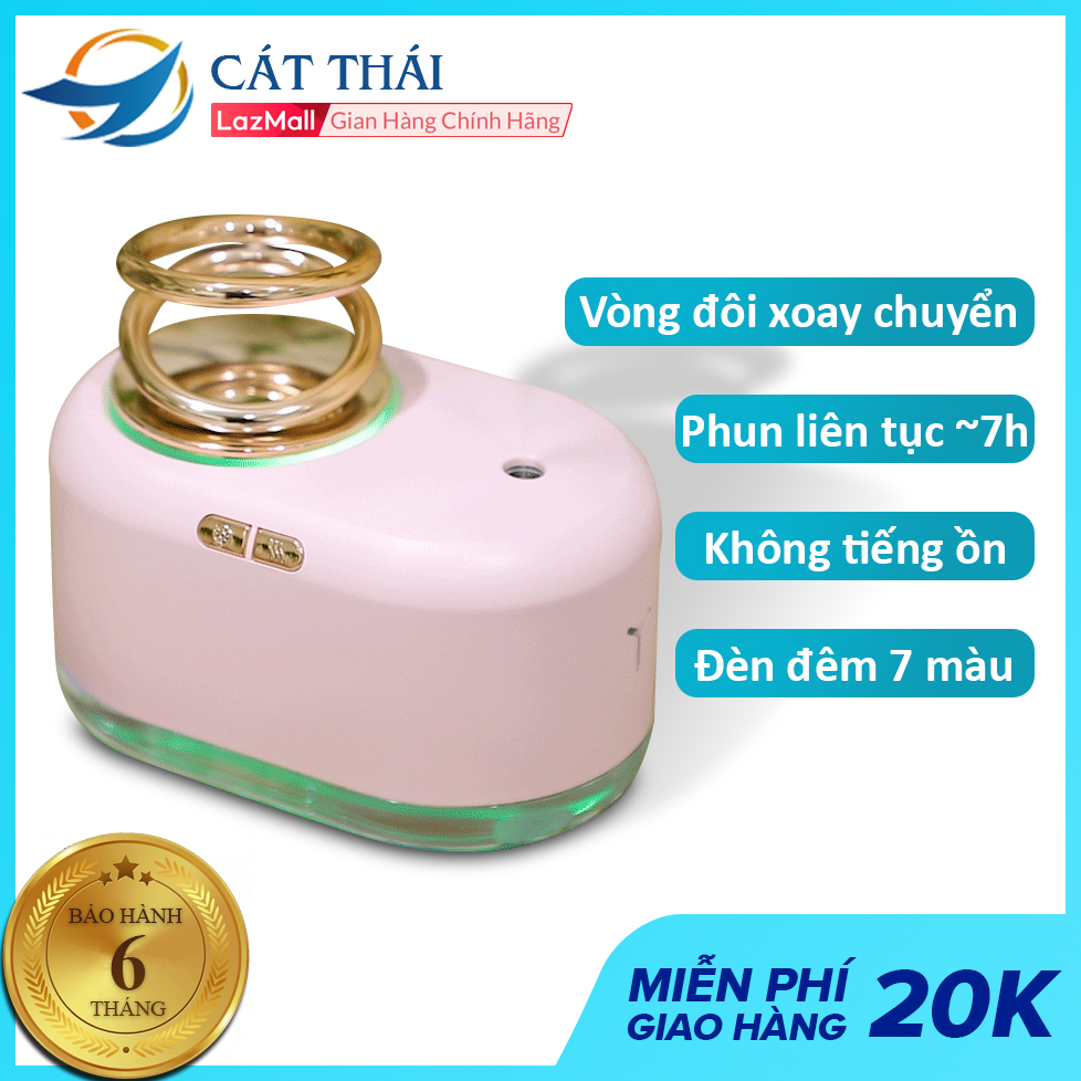 Máy tạo ẩm Cát Thái AX-18 phun sương liên tục 7h, vòng đôi xoay chuyển huyền ảo, dung tích 300ml với hộp chứa nước trong suốt, 2 chế độ phun có thể tùy chỉnh - Bảo hành 6 tháng