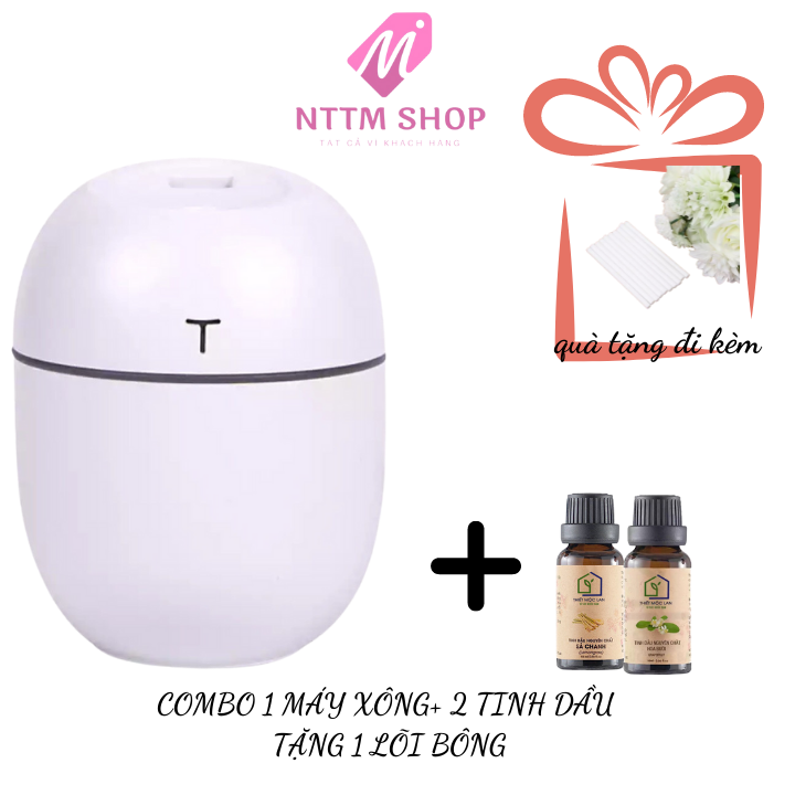 Combo 1 máy xông tinh dầu mx01 + 2 lọ tinh dầu thiết mộc lan tặng kèm 1 lõi bông tinh dầu