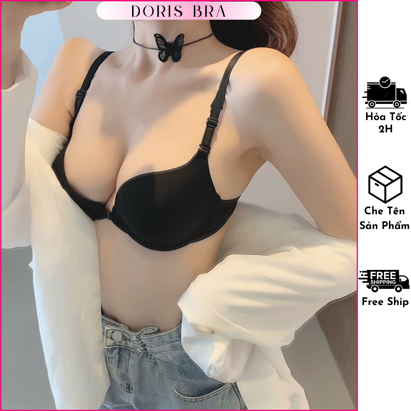 Áo ngực nữ, áo lót nữ Doris.Bra A1501 nâng ngực có gọng cài trước đệm dày 2cm nâng ngực chống xệ