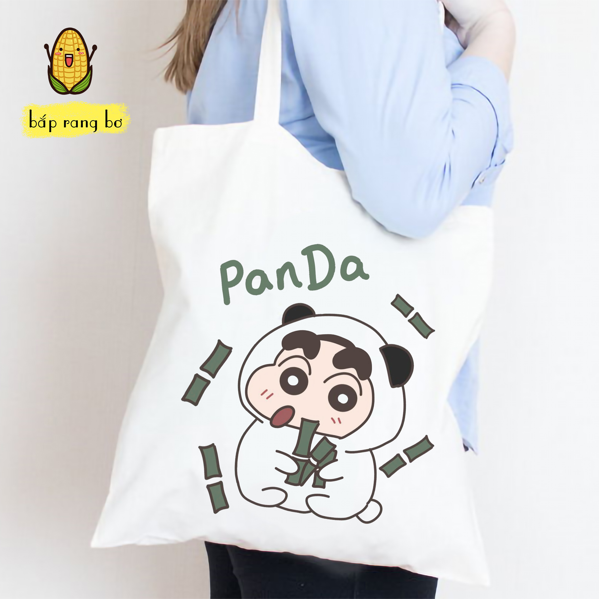 Túi tote shin cậu bé bút chì - vải dệt canvas