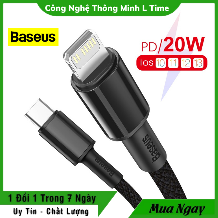 Cáp sạc nhanh pd iphone 12,12pro,12pro max pd 20w baseus data cable type-c to lightning truyền dữ liệu 480mbps