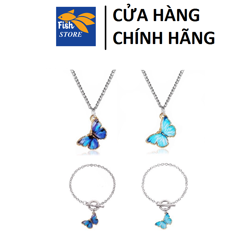 (Có Quà Tặng) Dây Chuyền Lisa Cùng Hình Bướm Đính Đá Xinh Xắn Cho Nữ vòng cổ
