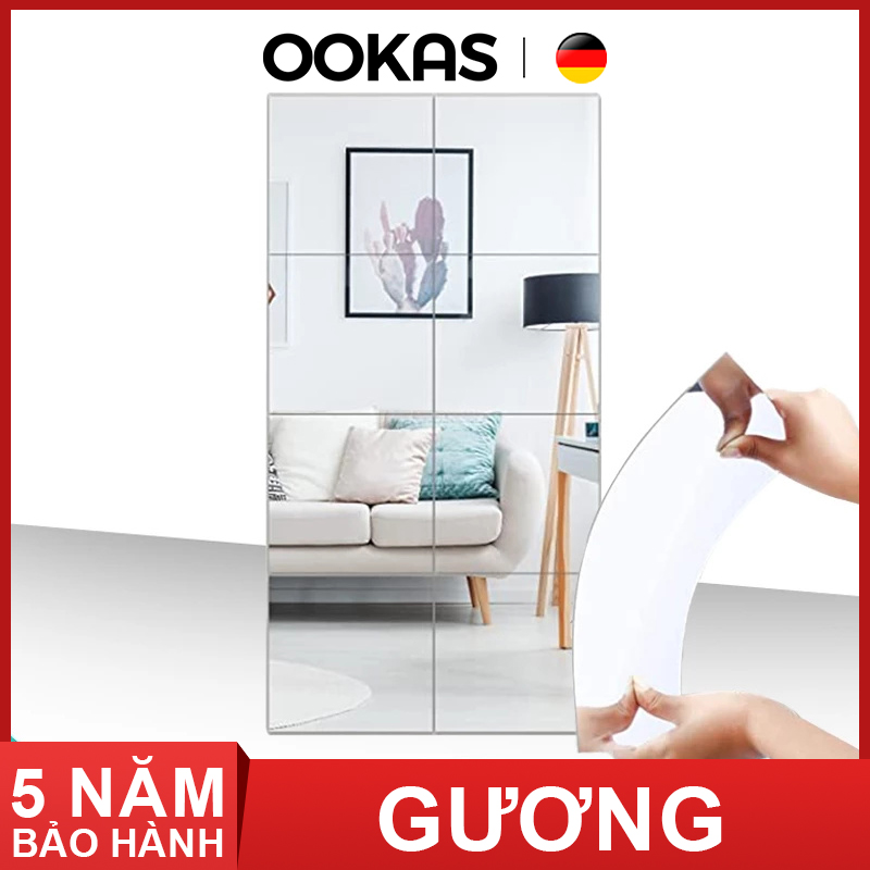 OOKAS Gương treo Dán Tường toàn thân chống vỡ soi , dán tủ quần áo,Dễ dàng dán, hình vuông Cảm giác trải nghiệm siêu mạnh Mang lại tâm trạng tốt