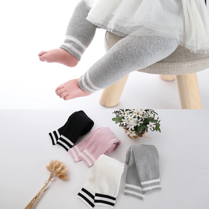 Quần tất legging len xù cực dày ấm gấu sọc kẻ cho bé