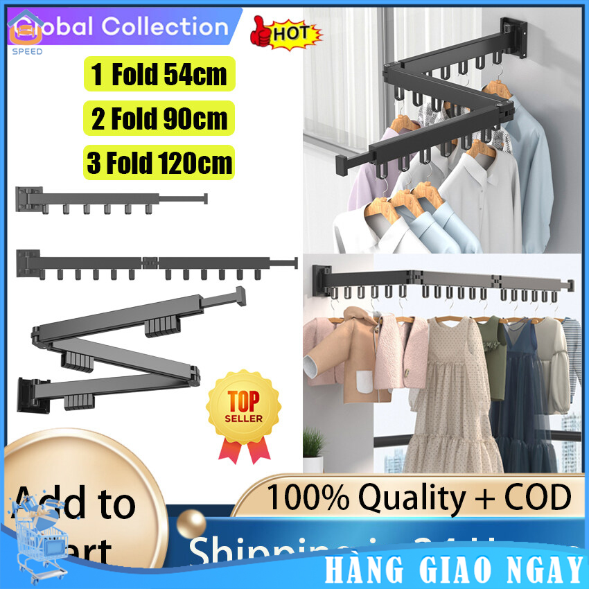Spgiàn phơi-giá treo quần áo giá phơi quần áo giá phơi quần áo gắn tường giá treo quần áo gấp gọn tiết kiệm không gian có thanh treo khăn để giặt ban công phòng tắm bùn sân trong phòng ngủ
