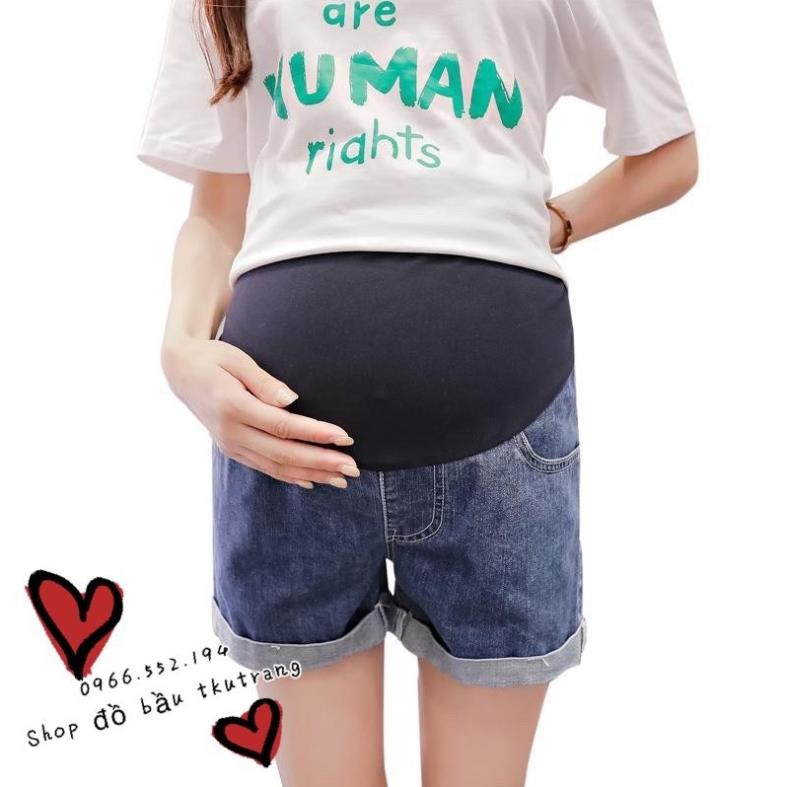 Quần bầu short jean, quần sooc bầu cực dễ mix đồ