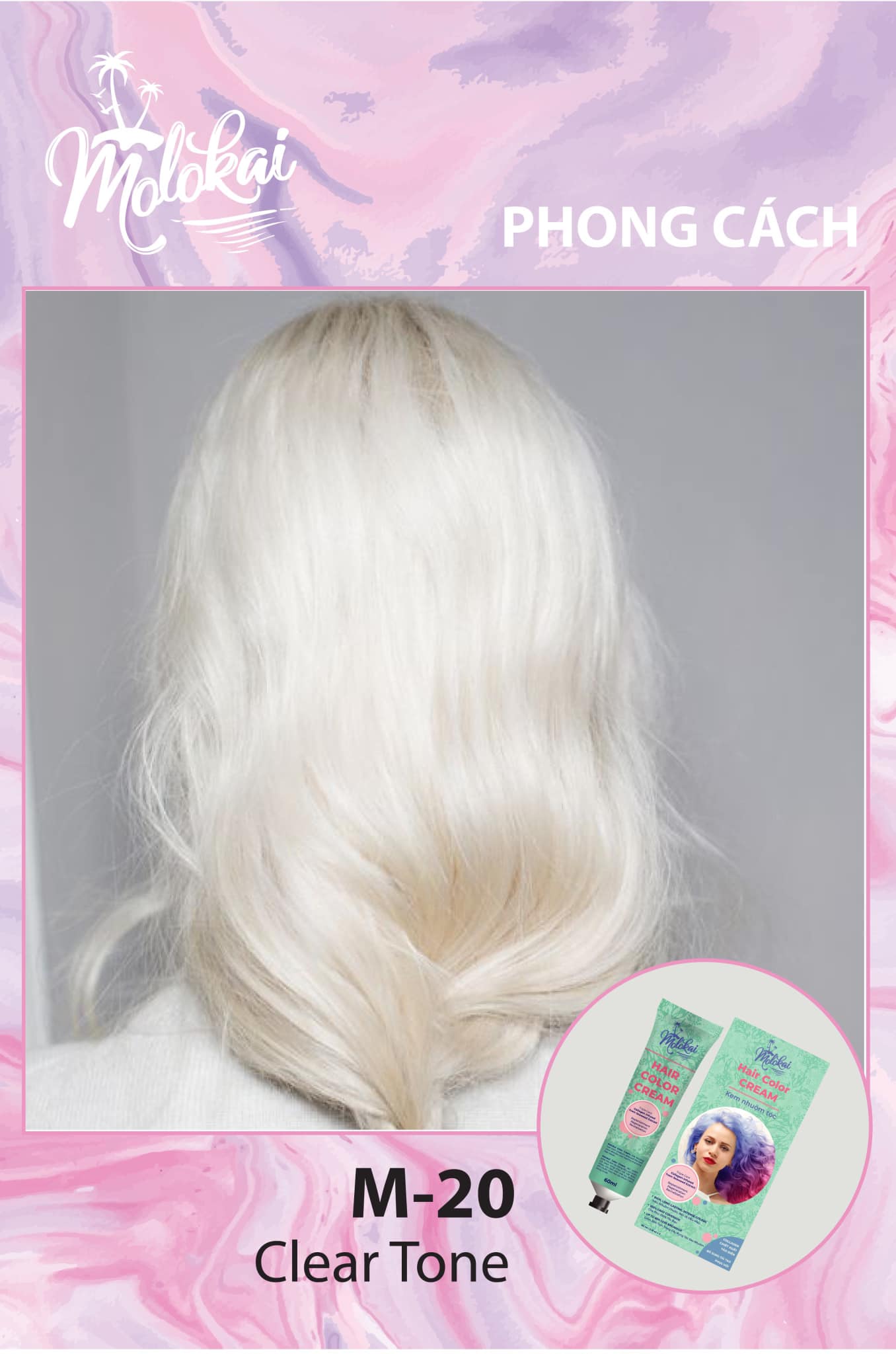 Kem nhuộm tóc Molokai màu M20 Clear Tone 60ml