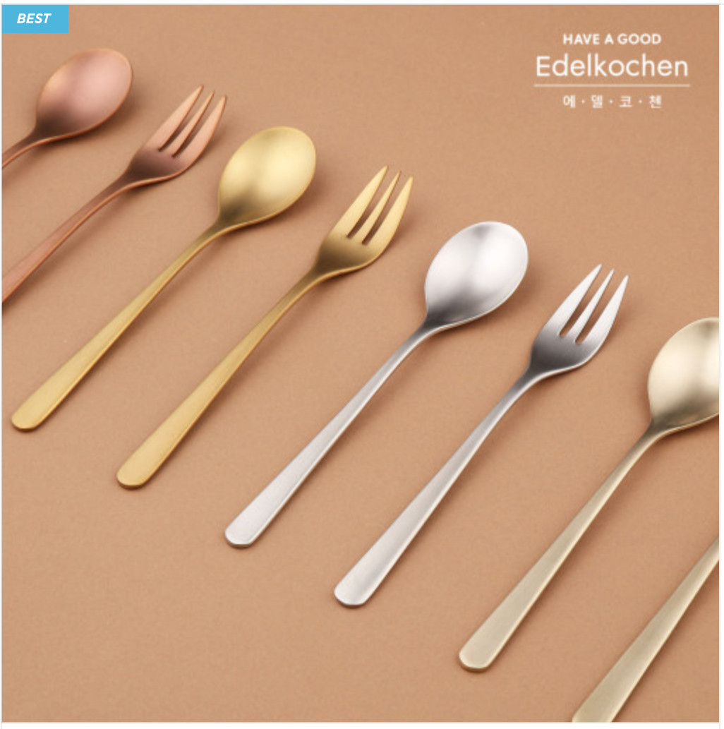 1 Muỗng trà Edelkochen inox 304 bóng màu Bạc - Vàng - Đồng