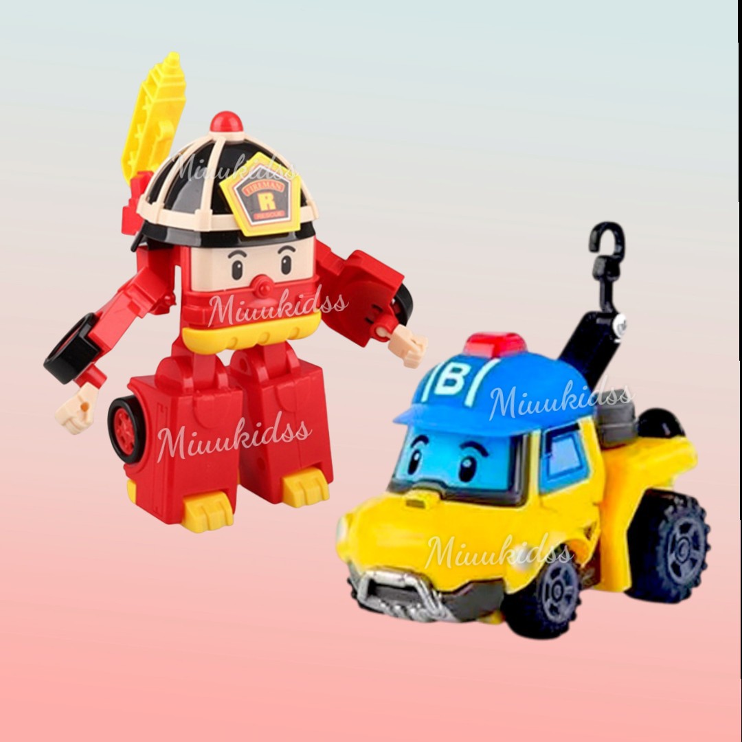 Đồ Chơi Robot Biến Hình (  Roy + Bucky ) Robocar Poli Bằng Nhựa An Toàn Cho Bé