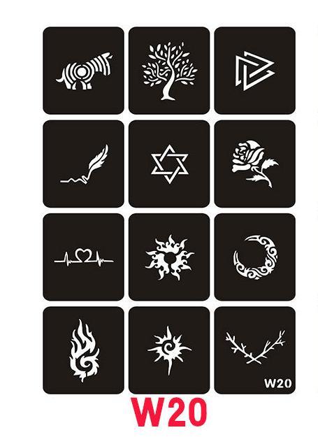 KHUÔN XĂM HÌNH XĂM TẠM THỜI W20 KHỔ A4 không kèm mực