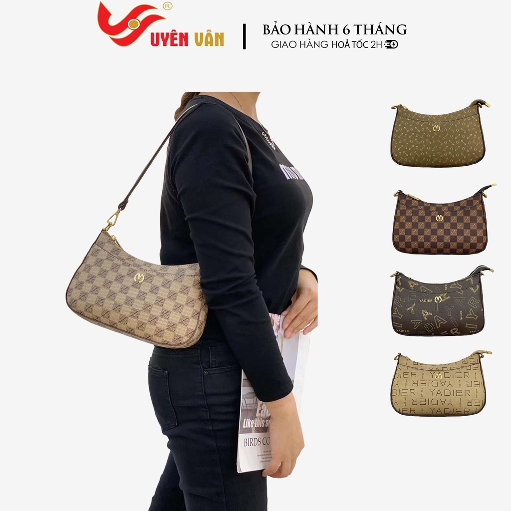 ☁ↂ Túi xách kẹp nách nữ dự tiệc đi chơi họa tiết monogram thời trang trung niên đẹp Y2495