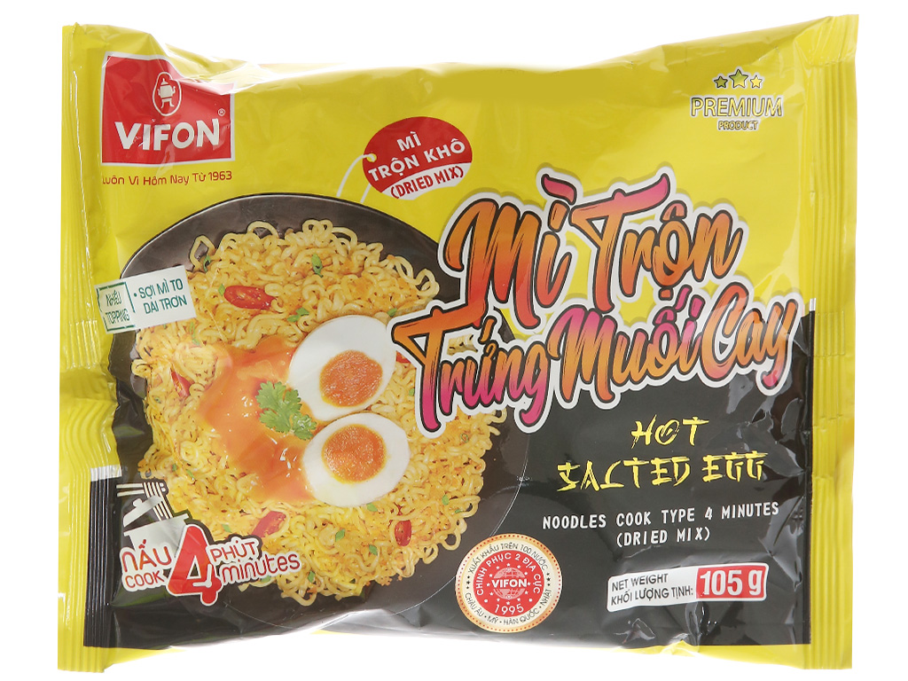 Mì trộn trứng muối cay Vifon gói 105g