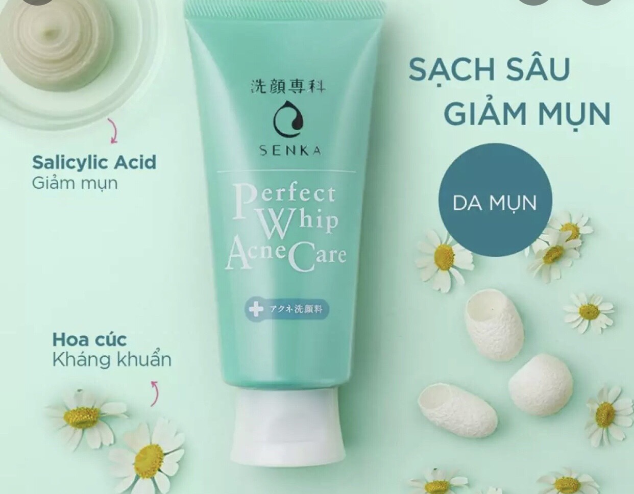 Sữa rửa mặt giảm mụn Senka Perfect Whip Acne Care 100g