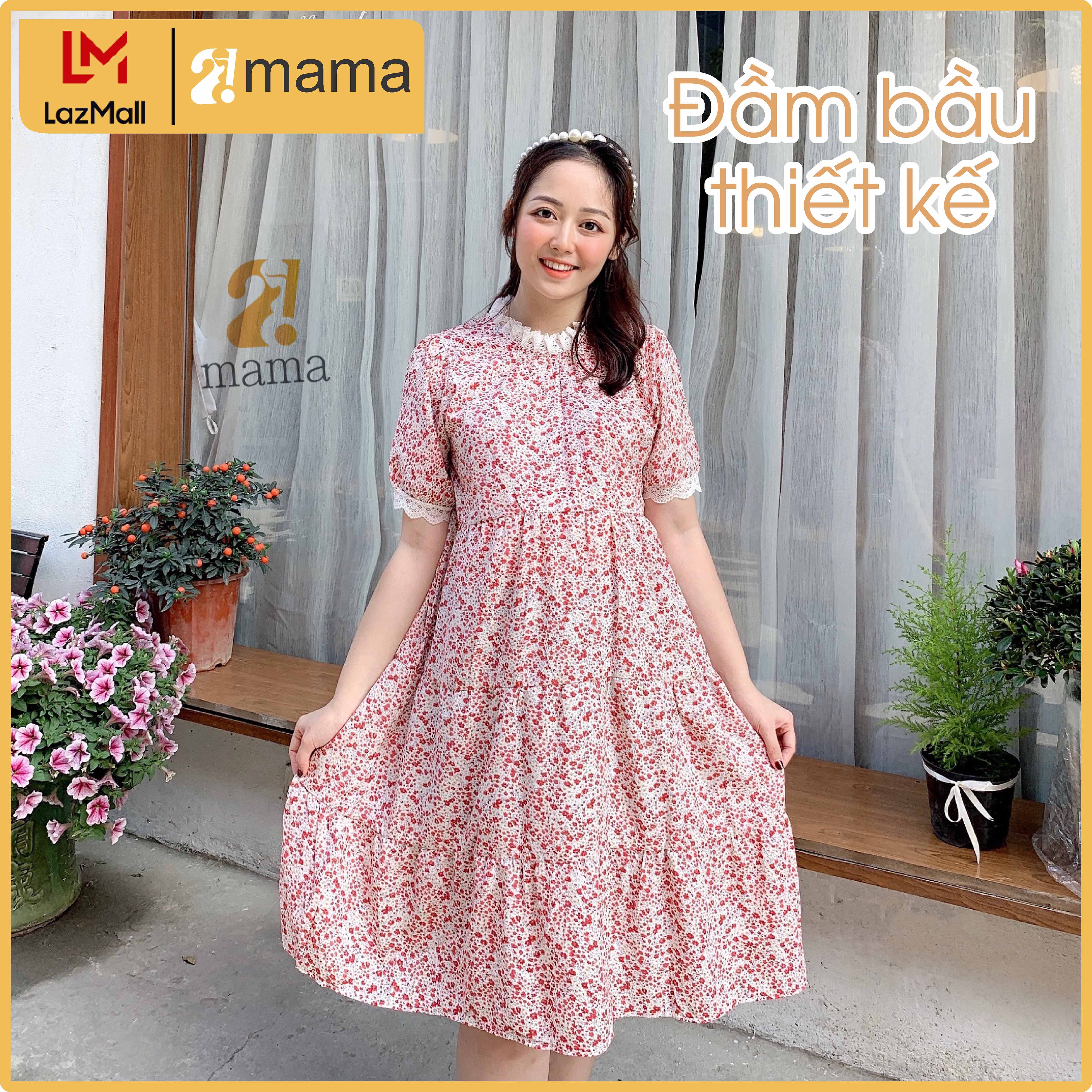 Đầm dự tiệc hoa nhí dáng suông pha ren 2MAMA V08