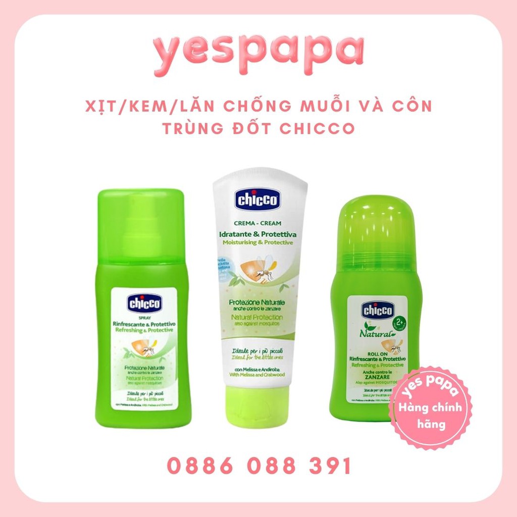 Xịt/kem/lăn chống muỗi và côn trùng đốt Chicco