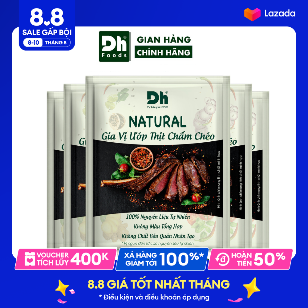 Combo 5 gói Natural Gia vị Ướp Thịt Chẩm Chéo 10gr Dh Foods