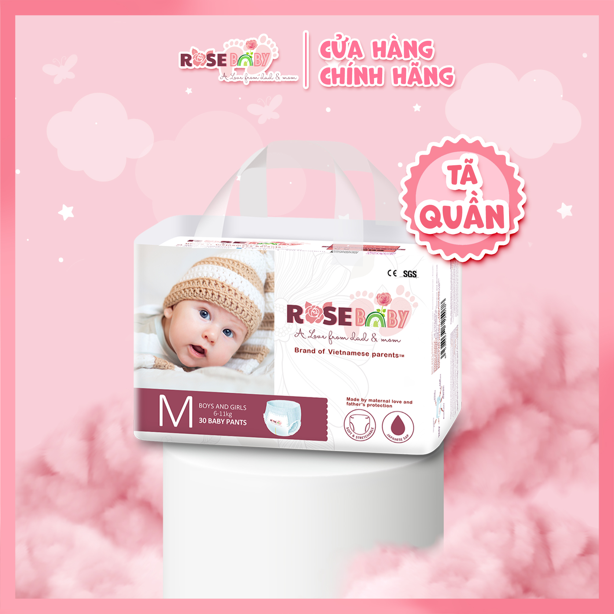Bịch tã quần rose baby đủ size m/ l/ xl/ xxl/ xxxl