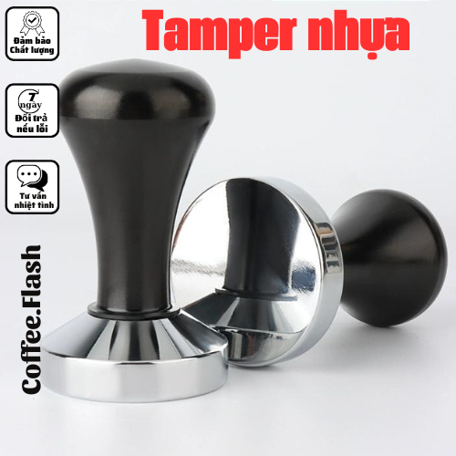 Tamper nén cà phê inox cán tay cầm nhựa 51/53/58mm cao cấp
