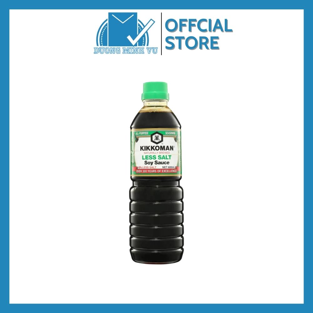 Nước tương ít muối 43% Kikkoman Less Salt Soy Sauce 600ml