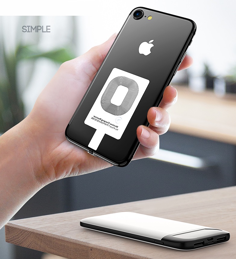Miếng Dán Hỗ Trợ Sạc Không Dây Chuẩn Qi Đầu Android/Type-C/Lightning iPhone