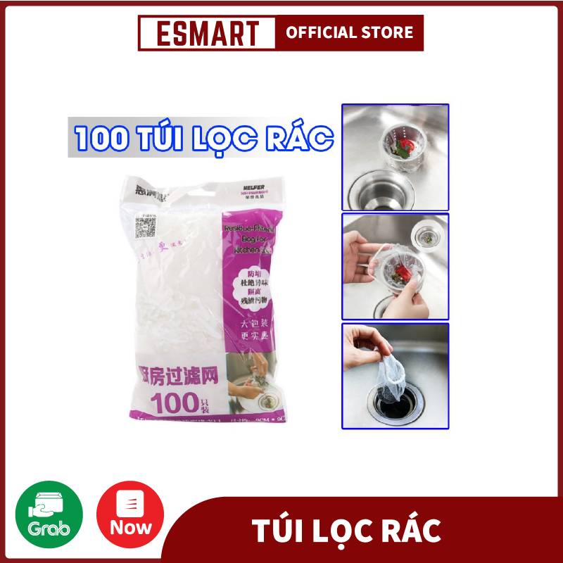 Gói 100 túi lọc rác bồn rửa chén