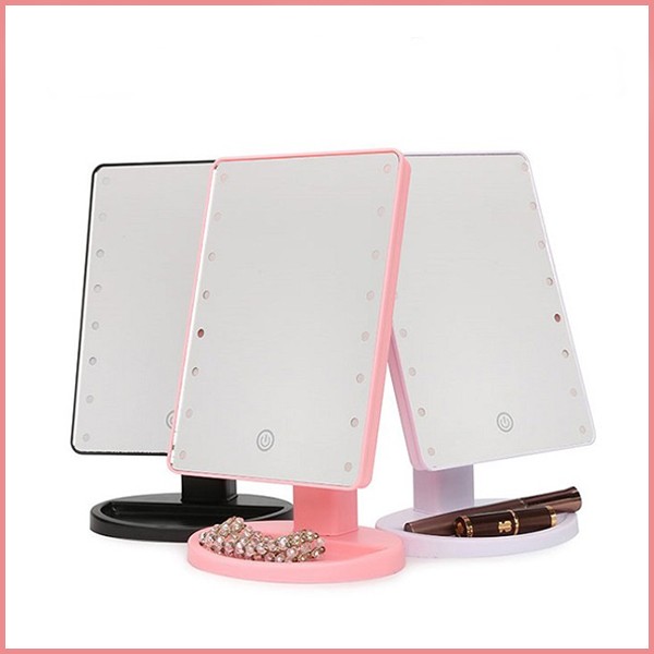 Gương trang điểm để bàn có đèn led vuông