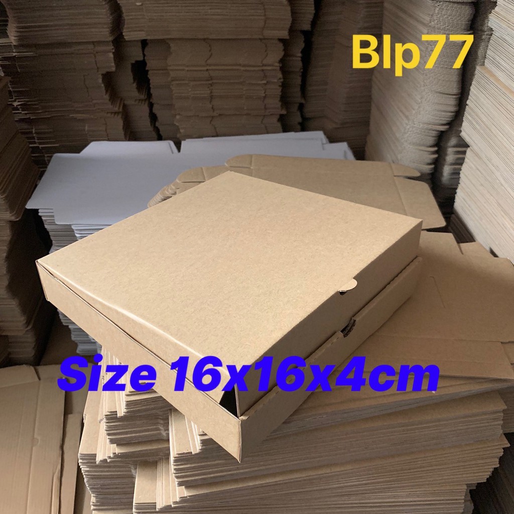 100 Hộp carton đựng bánh pizza size 16x16x4cm