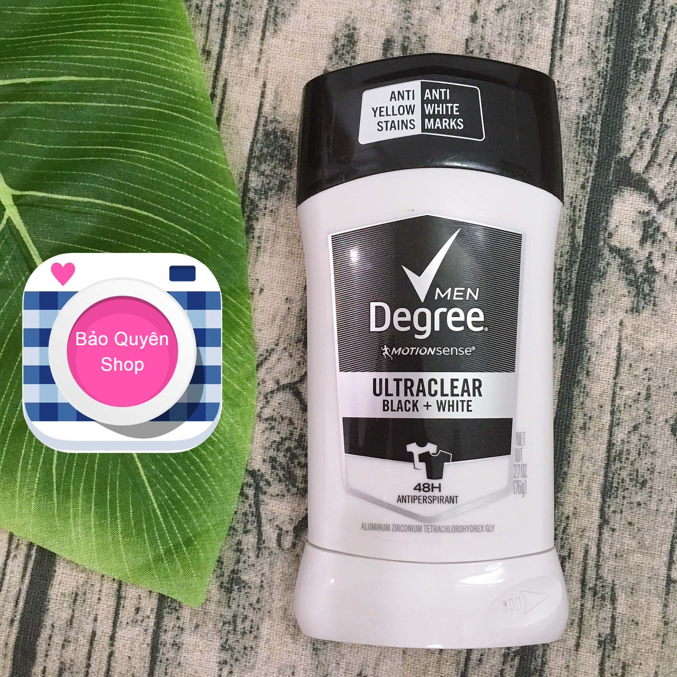 Lăn sáp khử mùi nam Men Degree Motion Sense - Ultra Clear Black + White - 48h Antiperspirant 76g