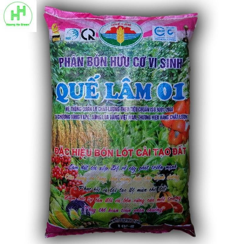 Phân Bón Hữu Cơ Vi Sinh QUẾ LÂM 01, Đặc Hiệu Bón Lót Cải Tạo Đất, Bịch 10Kg