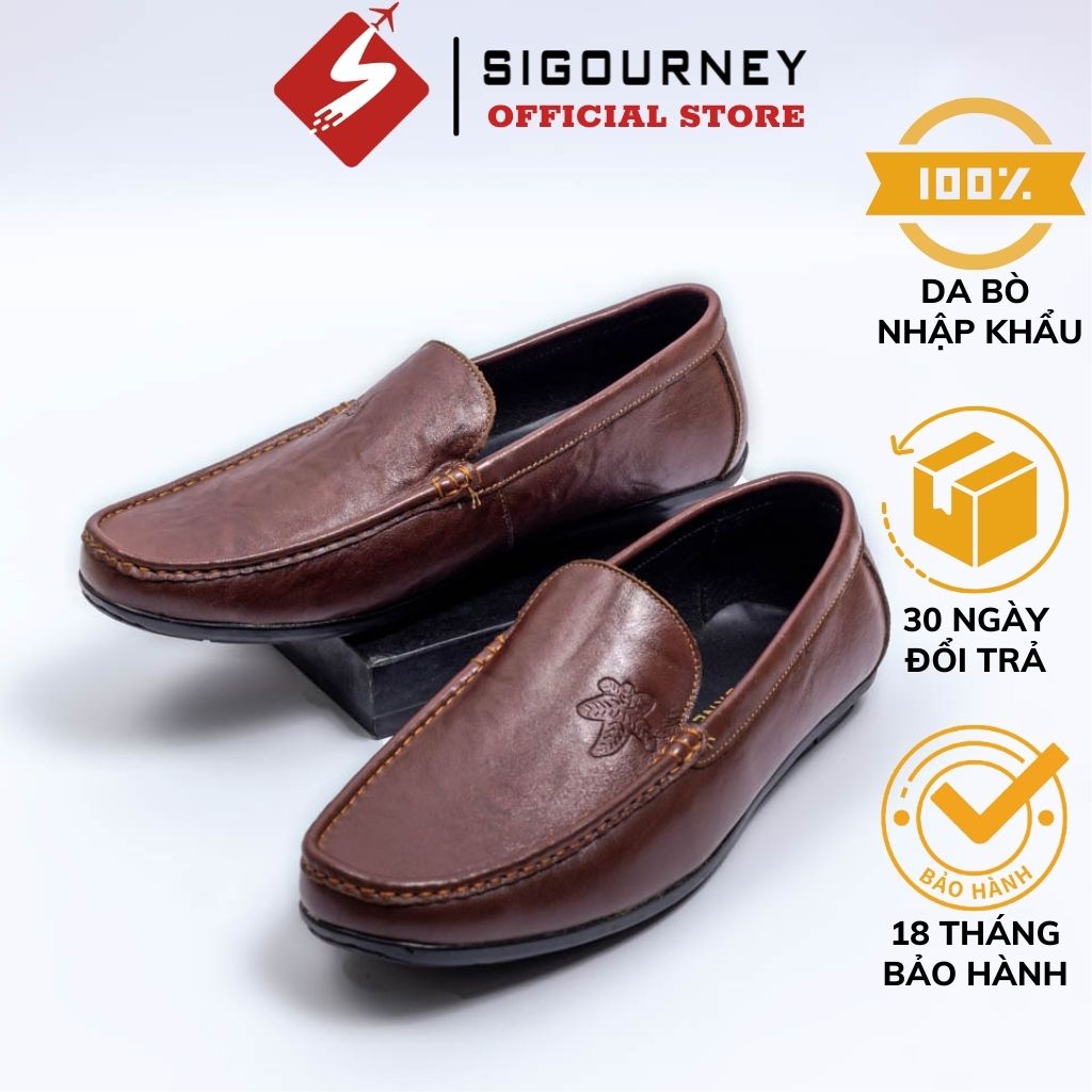 Giày mọi nam da bò cao cấp dành cho giới công sở SIGOURNEY SIG-20 màu nâu