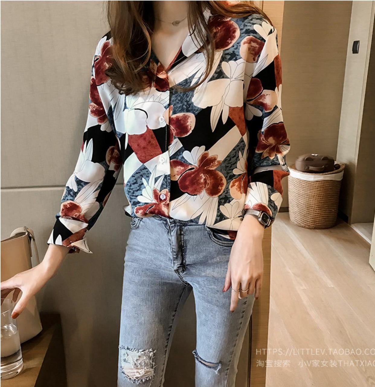 Áo sơ mi hoa chiffon - Áo sơ mi lụa mềm mát