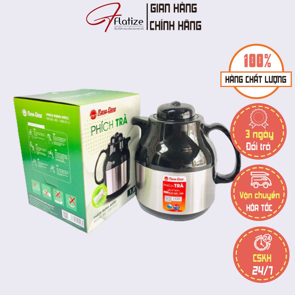 Bình ủ trà rạng đông, phích pha trà 1 lít, phích giữ nhiệt chính hãng - flatize