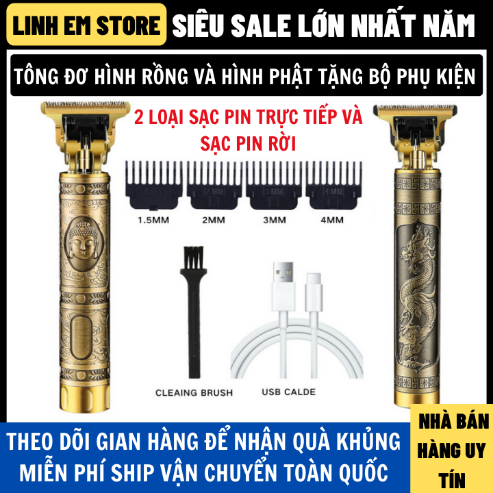 Tông Đơ Cắt Tóc Loại Tốt Tặng 4 Đầu Kích Cỡ Khác Nhau 2 Loại Sạc Trực Tiếp Và Sạc Ngoài Thiết Kế Tinh Tế Động Cơ 4 Chiều Không Tiếng Ồn Bảo Hành 12 Tháng